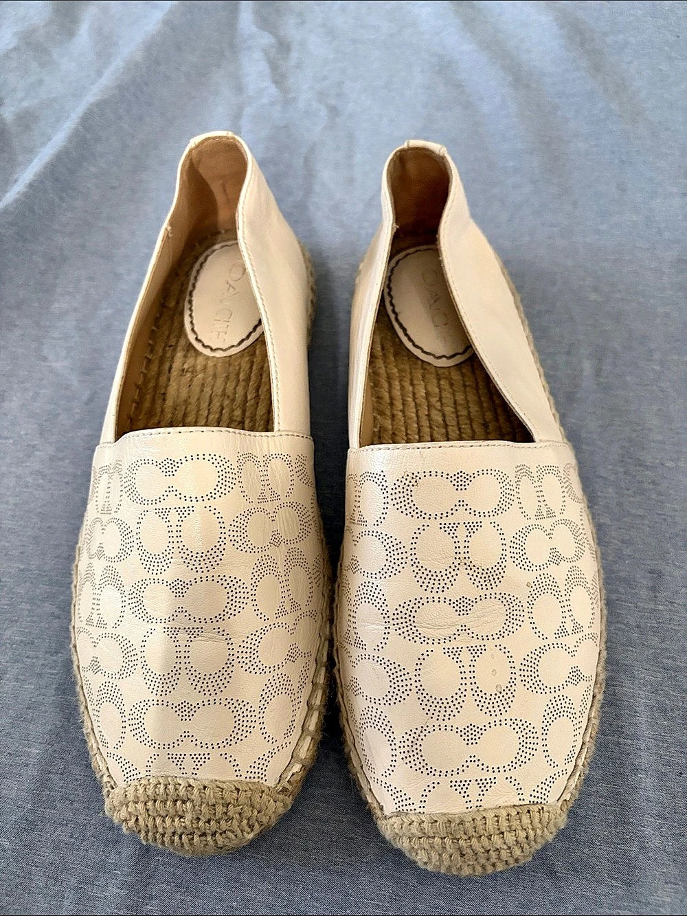 Coach Carley Espadrille Slip-On Flats in Cream & Brown